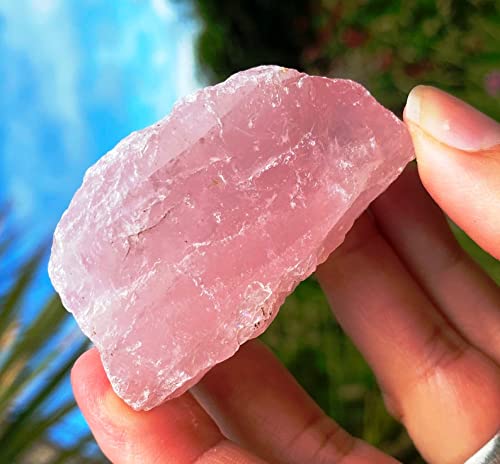 1lb Raw Rose Quartz Rough Stones - Natural Rose Quartz Crystals for Cabbing, Tumbling, Cutting, Lapidary & Polishing | Reiki Healing, Jewelry Making & Home Decor
