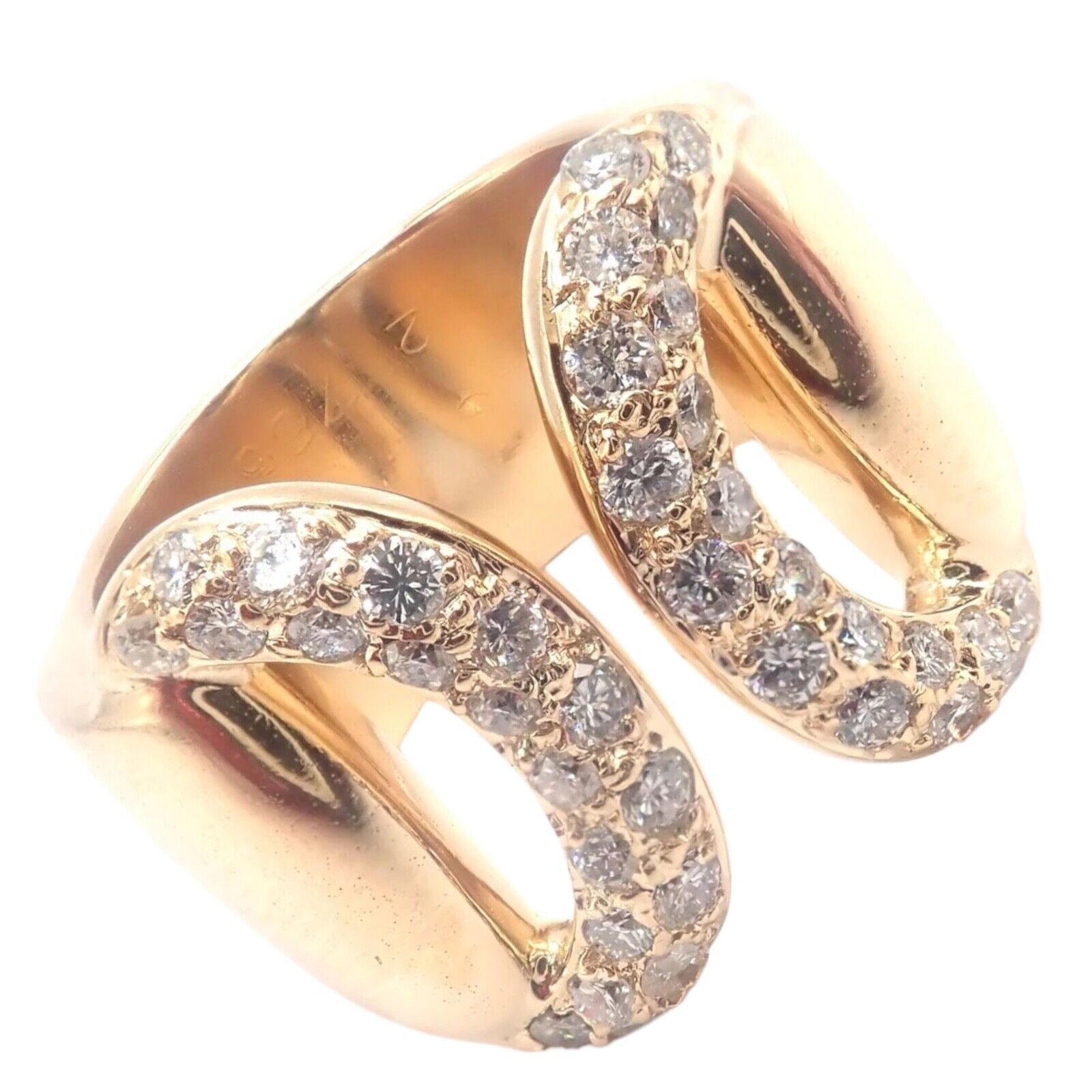 Authentic Hermes 18k Yellow Gold Diamond Horse Bit Wide Band Ring for Women - Luxury Jewelry Gift for Birthday, Anniversary & Special Occasions