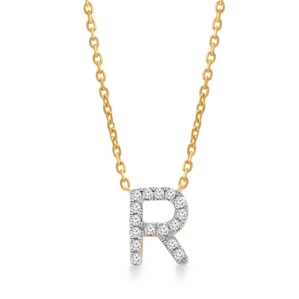 14K Yellow Gold Diamond Initial Charm Necklace - Personalized Classic Jewelry for Women | Perfect Gift for Birthday, Anniversary & Valentine's Day