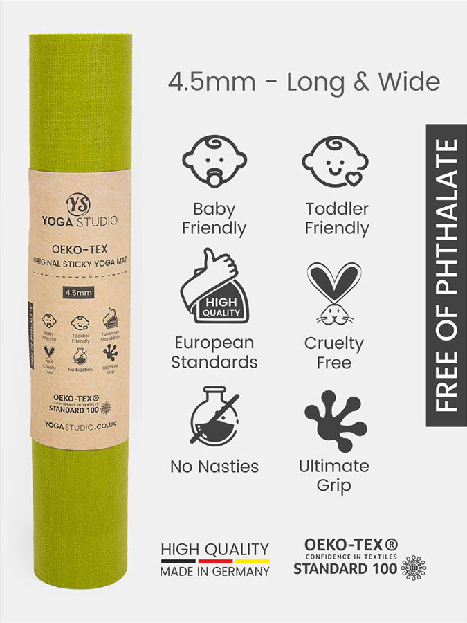 Eco-Friendly Oeko Tex Certified 4.5mm Extra Long & Wide Yoga Mat for Home & Studio Practice - Perfect for Hot Yoga, Pilates, and Meditation