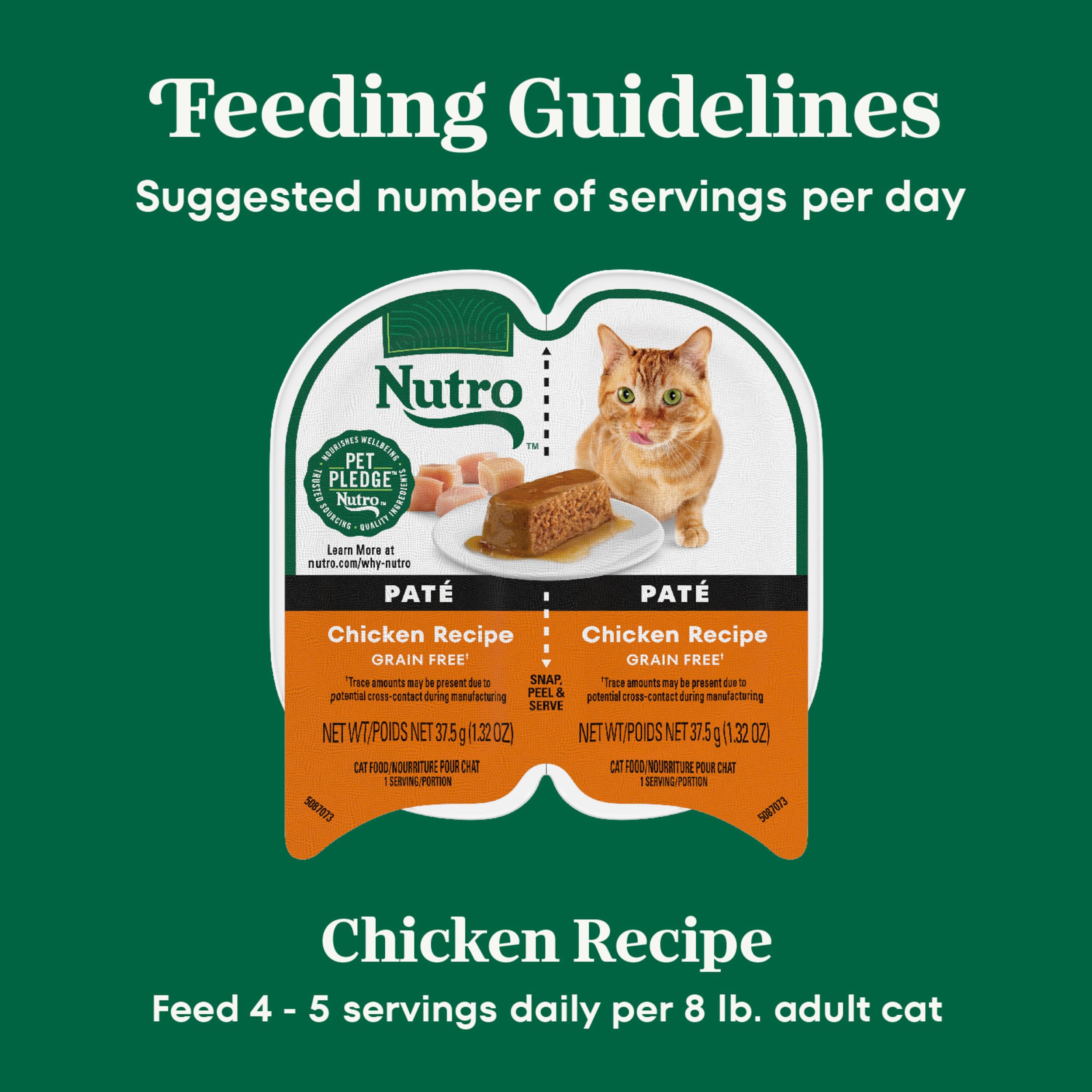 Nutro Perfect Portions Wet Cat Food Paté Chicken Recipe, 2.64 oz. Twin-Pack Trays (24 Count, Pack of 1) - Grain-Free, High Protein Cat Food for Adult & Senior Cats - Perfect for Mealtime, Travel & Portion Control