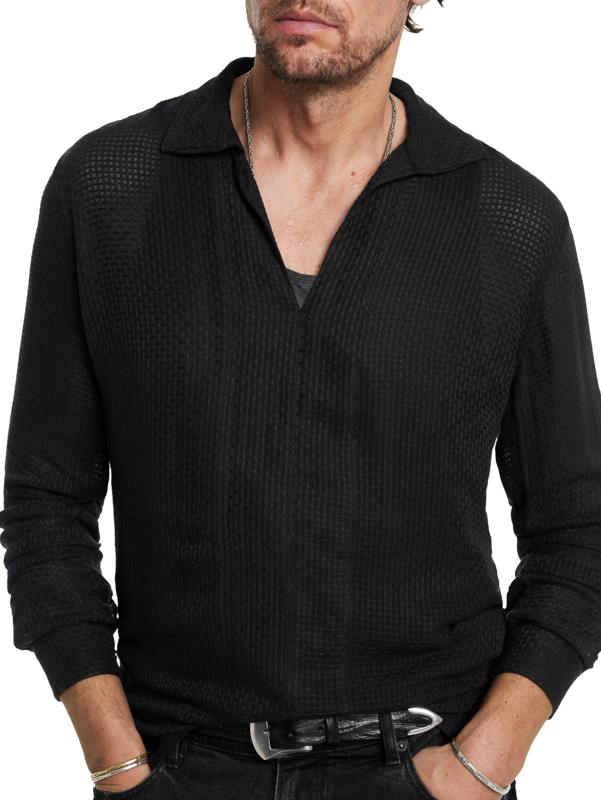 John Varvatos Men's Paul Shirt - Premium Cotton Button-Down Casual Dress Shirt for Business & Date Night | Slim Fit Fashion Top for Work, Parties & Special Occasions