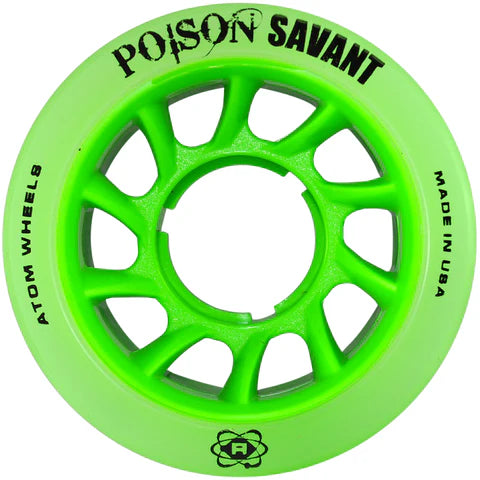 Atom Poison Savant Wheels - Hybrid 88A & 91A Durometer (Set of 4) - Perfect for Longboard, Cruiser & Skateboard Riding