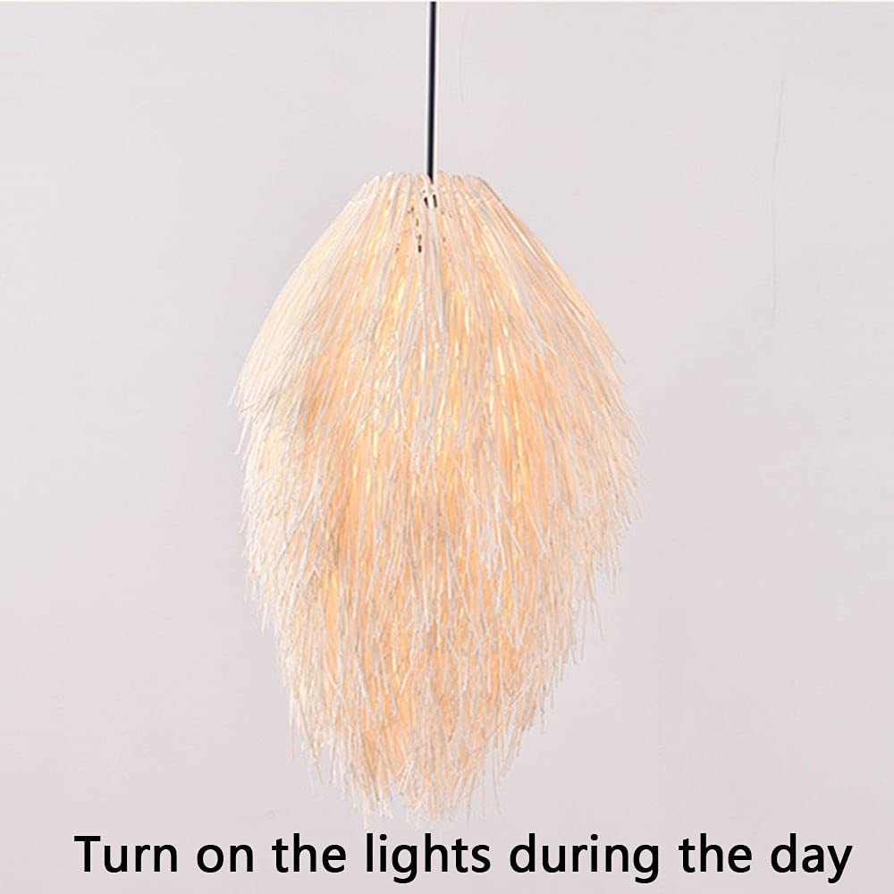 Handwoven Bamboo Chandelier - Rustic Wicker Pendant Lamp for Kitchen, Living Room & Dining Room | Asian Style Hanging Light Fixture | Perfect for Farmhouse, Zen Decor & Indoor Lighting