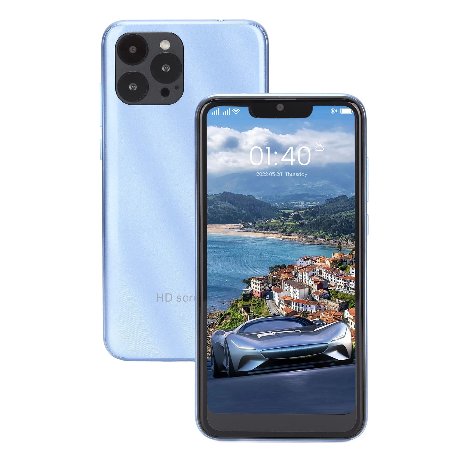 Dpofirs IP13 Pro Max Unlocked Smartphone - 6.1 Inch HD Screen, 3GB RAM 32GB Storage, 10-Core Processor Android 6 Phone with Face Unlock, WiFi, Bluetooth, FM Radio, 5MP+8MP Dual Camera (Light Blue) - Perfect for Business, Travel & Daily Use