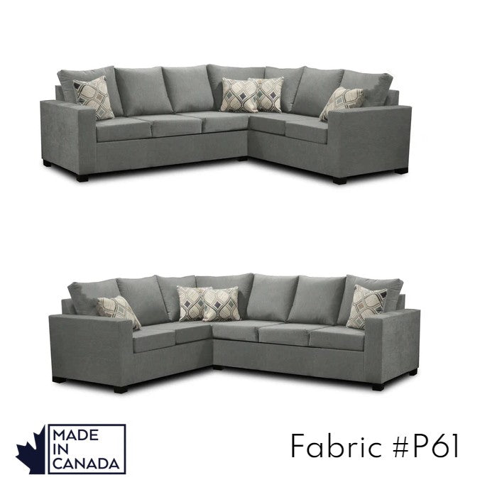 Canadian Made 3 x 2 Sectional Sofa with LHF/RHF Configuration - 17 Color Options for Living Room, Family Room & Home Theater Comfort