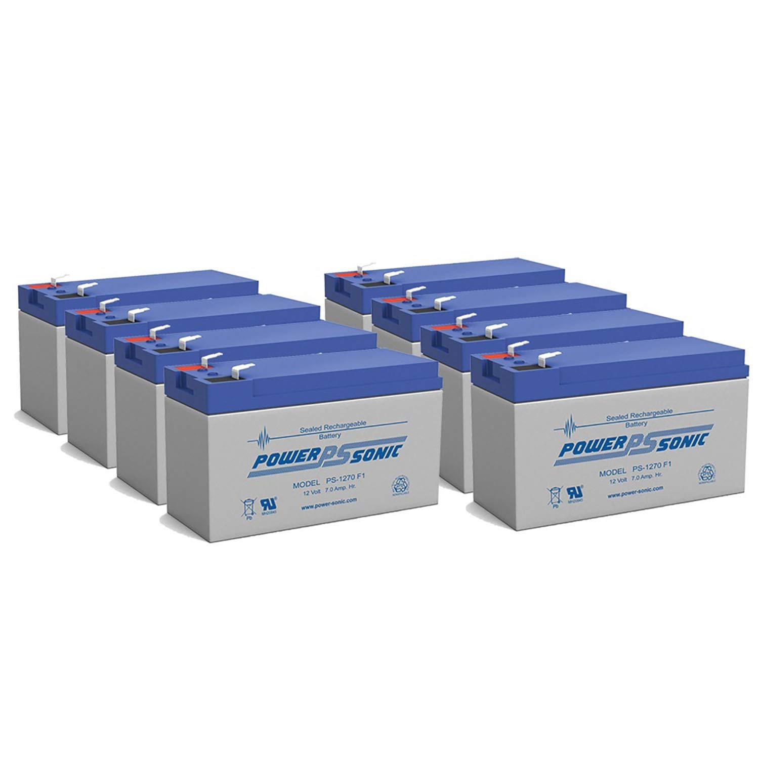 Power Sonic 12V 7Ah Rechargeable SLA Battery - 8 Pack Replacement for Ademco 25310 Alarm System | Backup Power for Home Security & Emergency Lighting