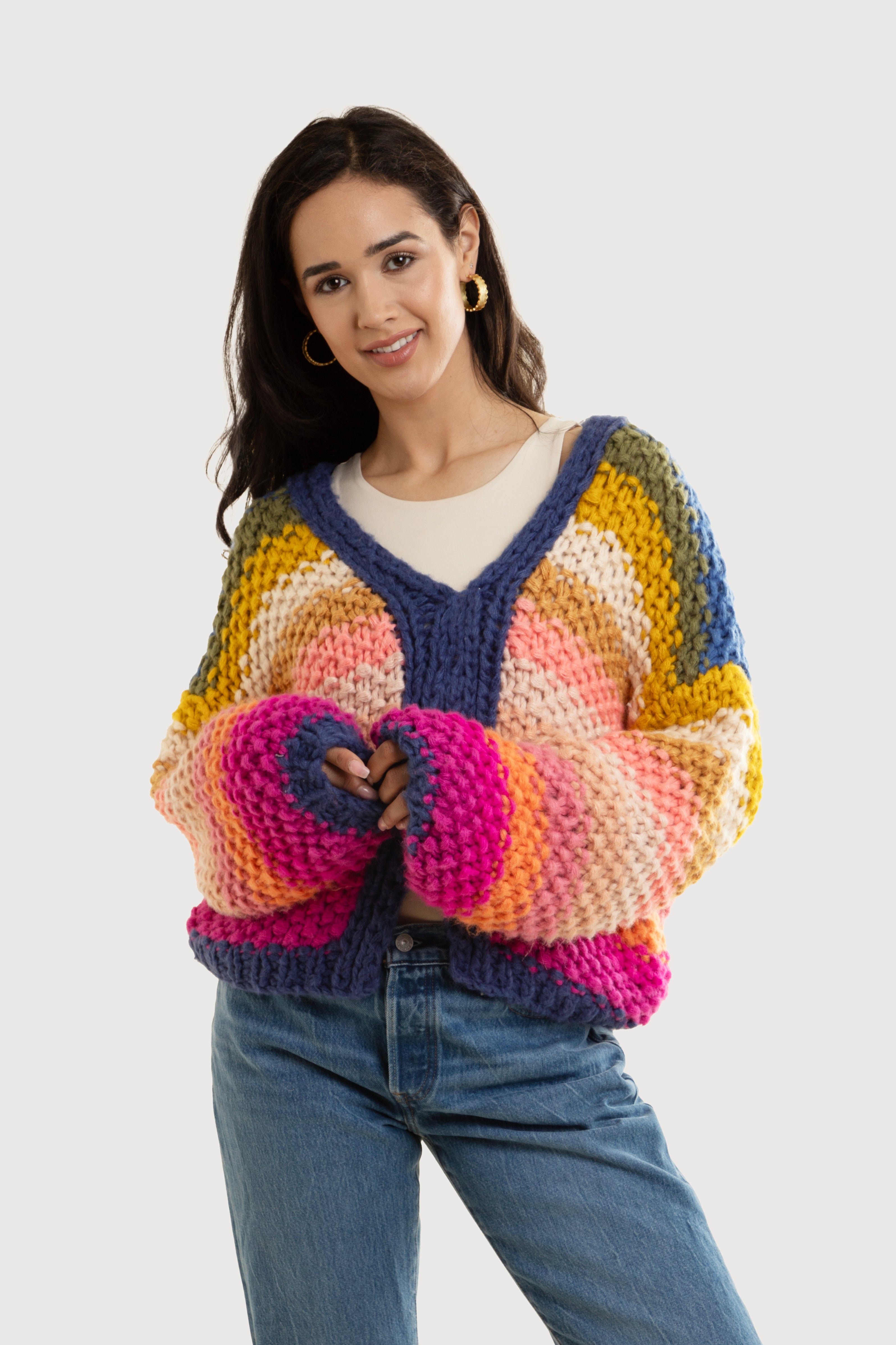 Reversible Rainbow Pullover Sweater for Women & Men | Soft & Cozy Unisex Hoodie | Perfect for Casual Wear, Outdoor Activities & Layering
