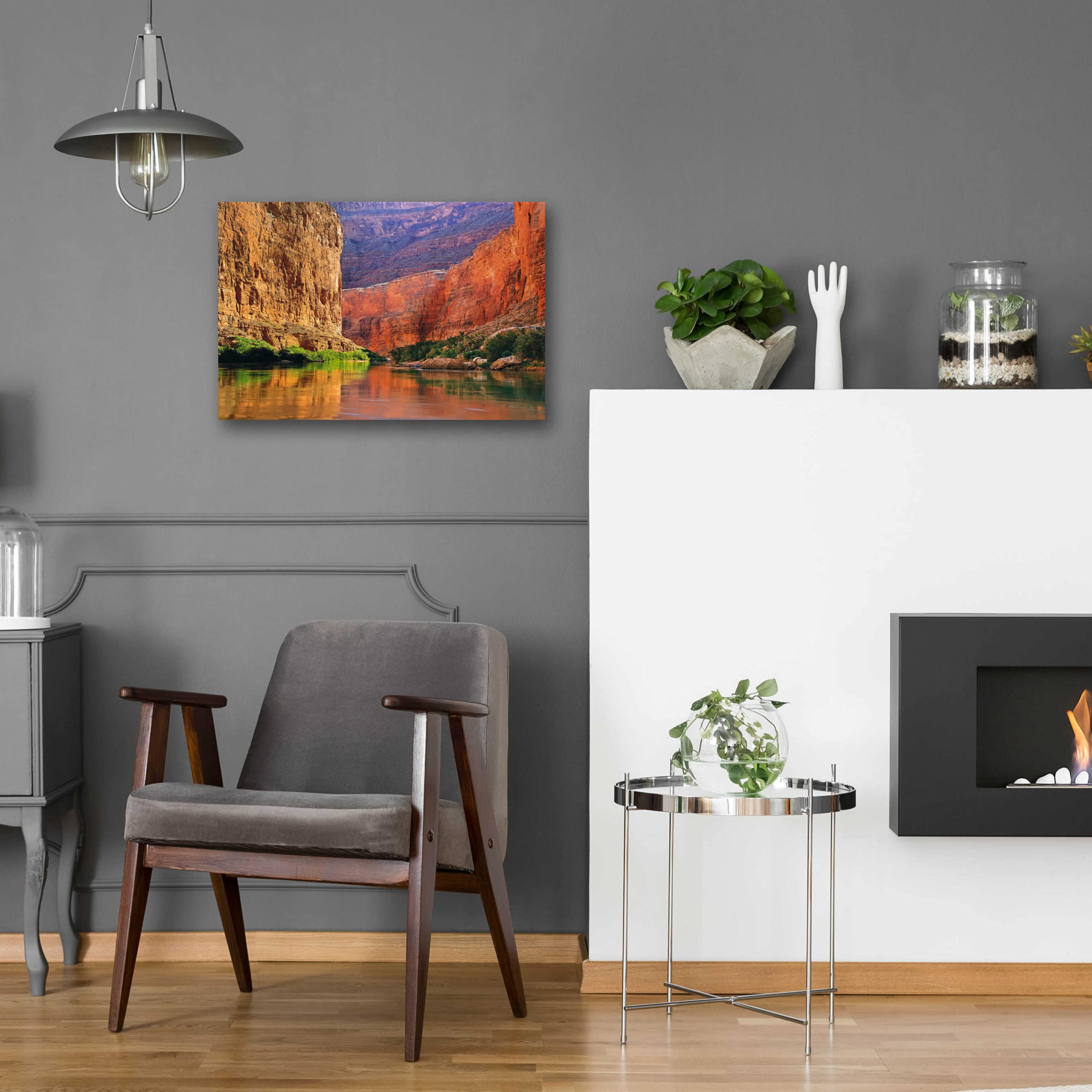 Epic 'Red Wall Gorge' Acrylic Glass Wall Art by John Gavrilis - 24x16 Inches Modern Abstract Painting for Living Room, Bedroom & Office Decor