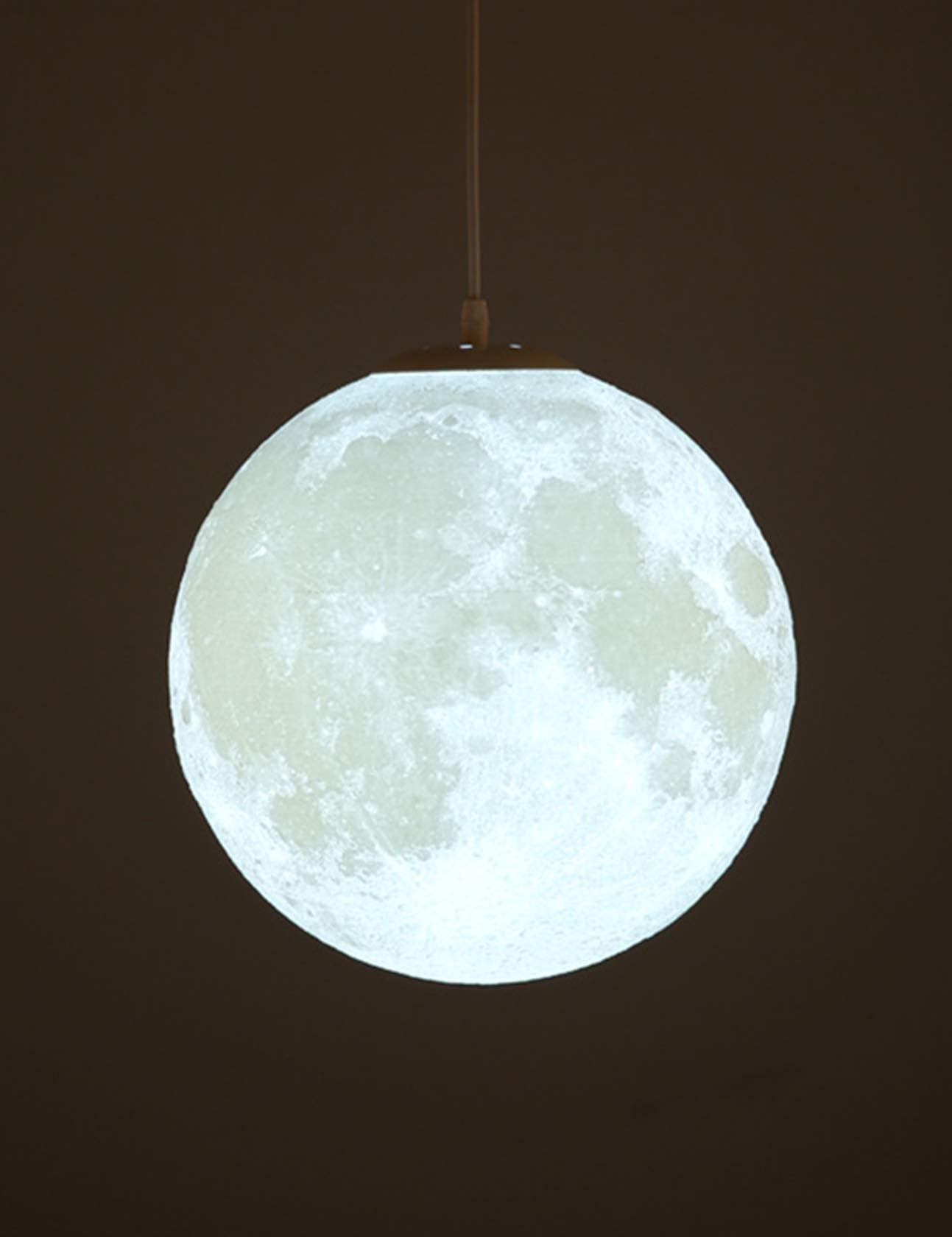 KRUIHAN Moon Pendant Light - 30CM Hanging Ceiling Lamp for Kids Room, Bedroom, Living Room & Restaurant Decor - Modern Lunar Lighting Fixture for Home & Commercial Spaces