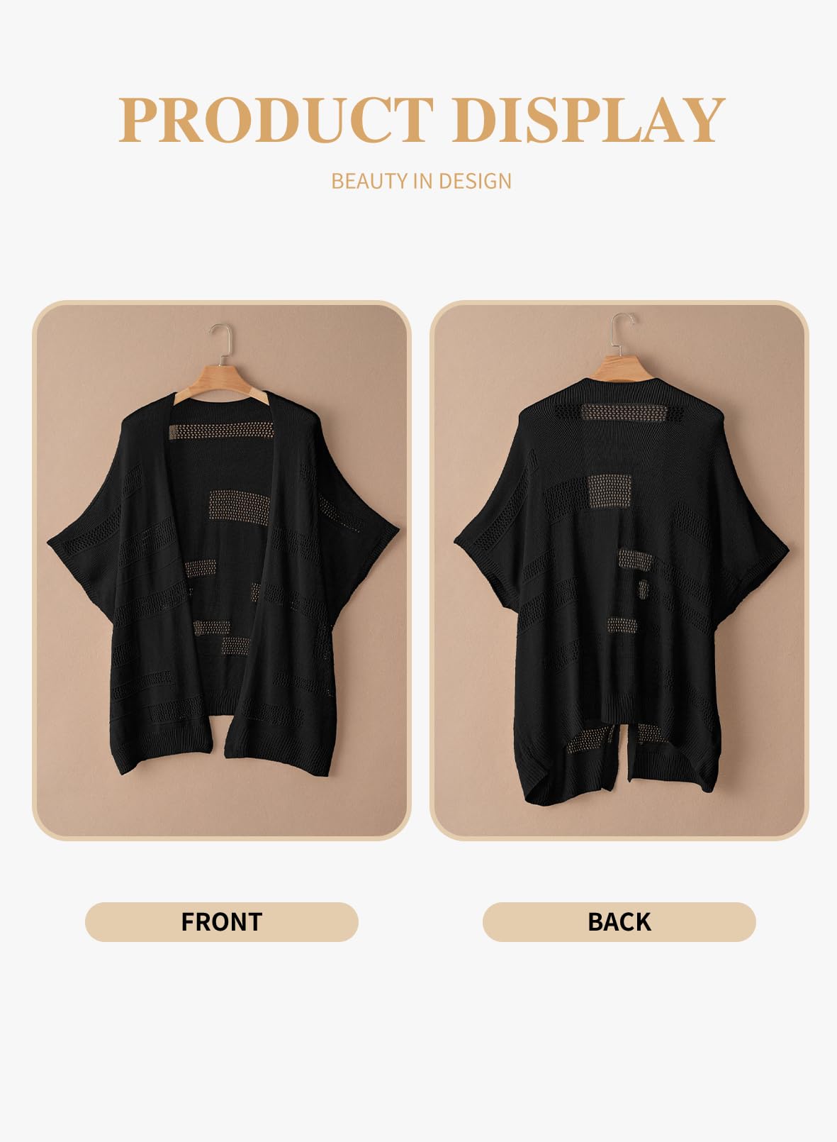 Eytino Women's Plus Size Hollow Out Open Front Long Sleeve Knit Cardigan Sweater (1X-5X) - Perfect for Fall Layering, Office Wear & Casual Outfits