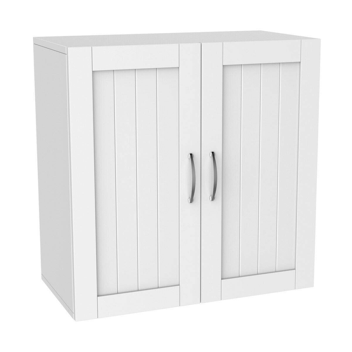 White 2-Door Wall Mounted Medicine Cabinet with Adjustable Shelves - Bathroom Storage Organizer for Toiletries, Makeup & Cosmetics - Perfect Over-The-Toilet Space Saver for Bathroom, Kitchen & Laundry Room Organization