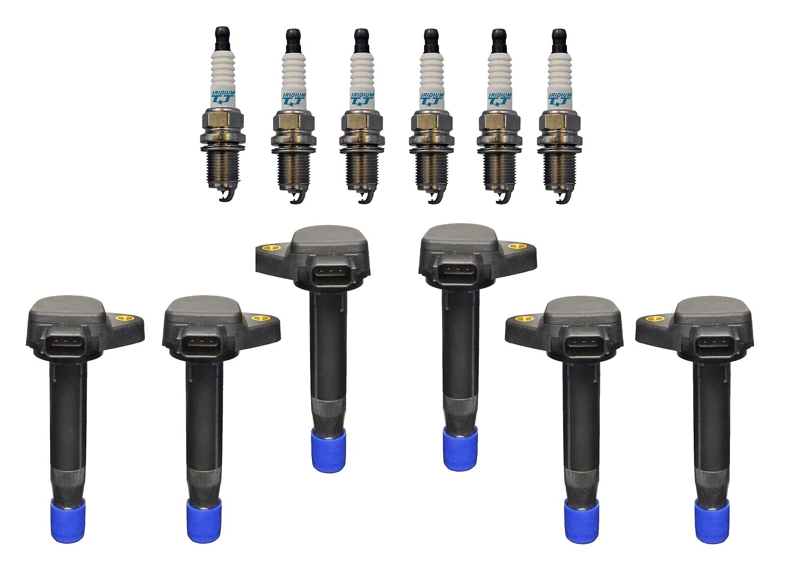 6 Pack Ignition Coil & Iridium TT Spark Plug 0.04 Kit - Compatible with Acura Honda V6 3.0L 3.2L 3.5L Engines - High Performance Replacement Parts for Smoother Acceleration & Better Fuel Efficiency