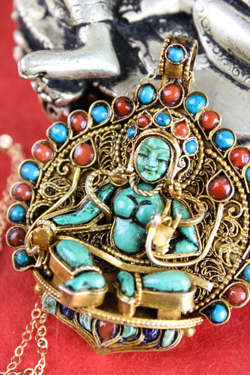Green Tara Thai Vermeil Masterpiece Pendant - Exquisite Buddhist Jewelry for Meditation & Spiritual Protection | Perfect for Yoga, Mindfulness & Gift Giving