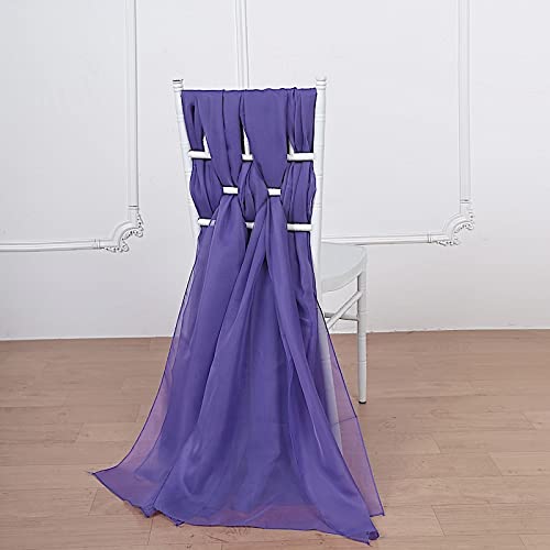 50 Extra Wide Premium Purple Chiffon Chair Sashes - Elegant Wedding Ceremony & Reception Decorations for Banquet, Party, and Bridal Shower Decor
