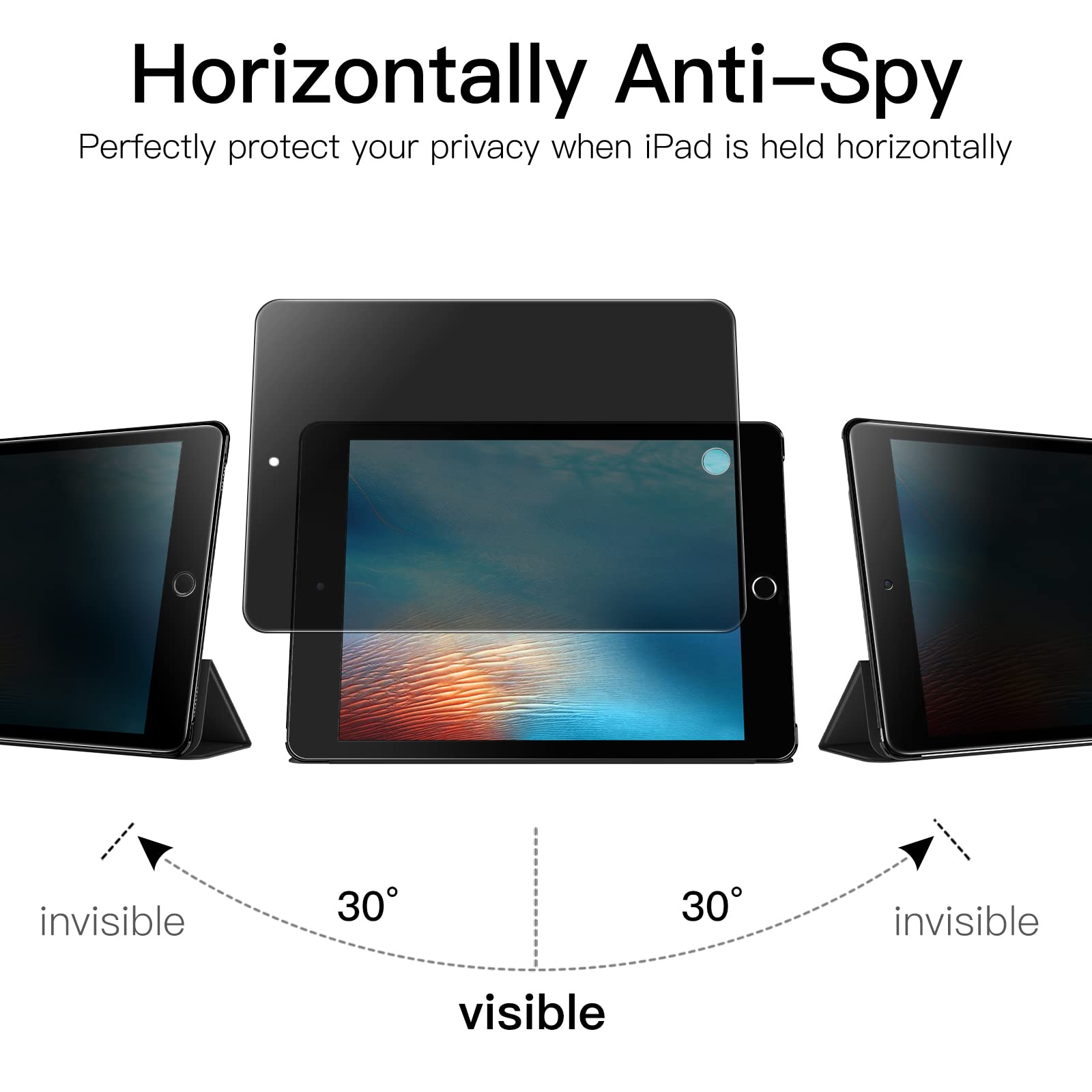 JETech Privacy Screen Protector for iPad 9.7-Inch (2018/2017 Model, 6th/5th Gen), iPad Air 2/1, iPad Pro 9.7 - Anti-Spy Tempered Glass Film - Perfect for Office, Travel & Public Use