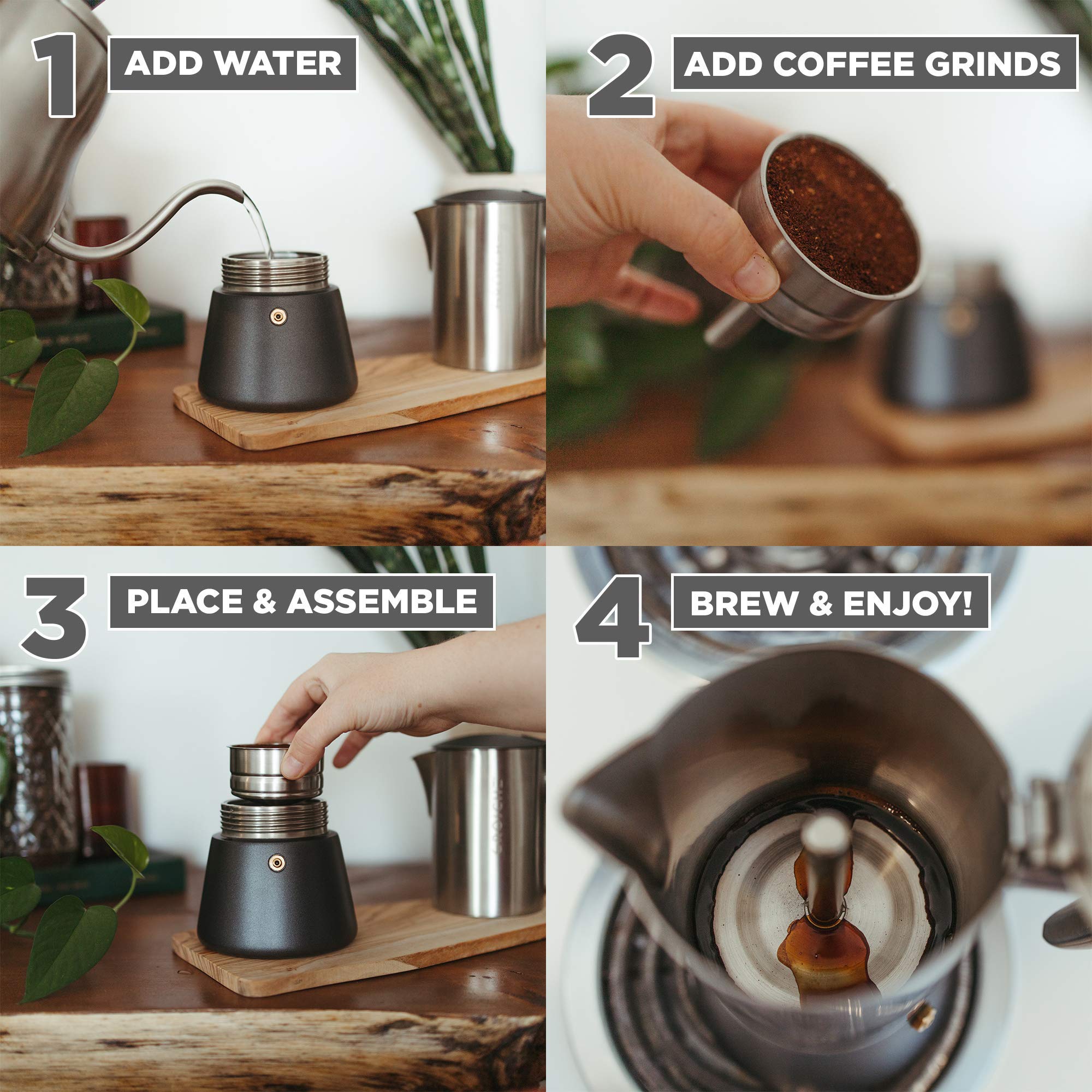 GROSCHE Milano Steel Stovetop Espresso Maker - 6 Cup Stainless Steel Moka Pot for Induction, Electric & Gas Stoves | Dishwasher Safe Italian Coffee Maker for Home, Office & Camping | Perfect Espresso Brewing for Coffee Lovers