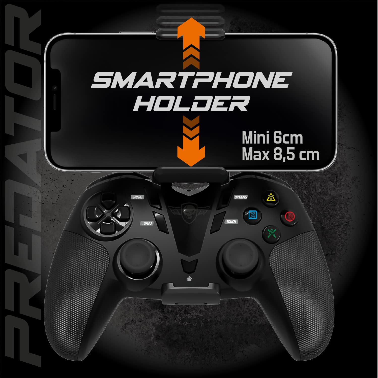 Programmable Bluetooth Game Controller for Android & iPhone with Smartphone Holder - Compatible with iOS, Apple TV, PS4, PS3, PC Gaming - Play Fortnite & Call of Duty Mobile - Perfect for Mobile Gaming & Cloud Streaming