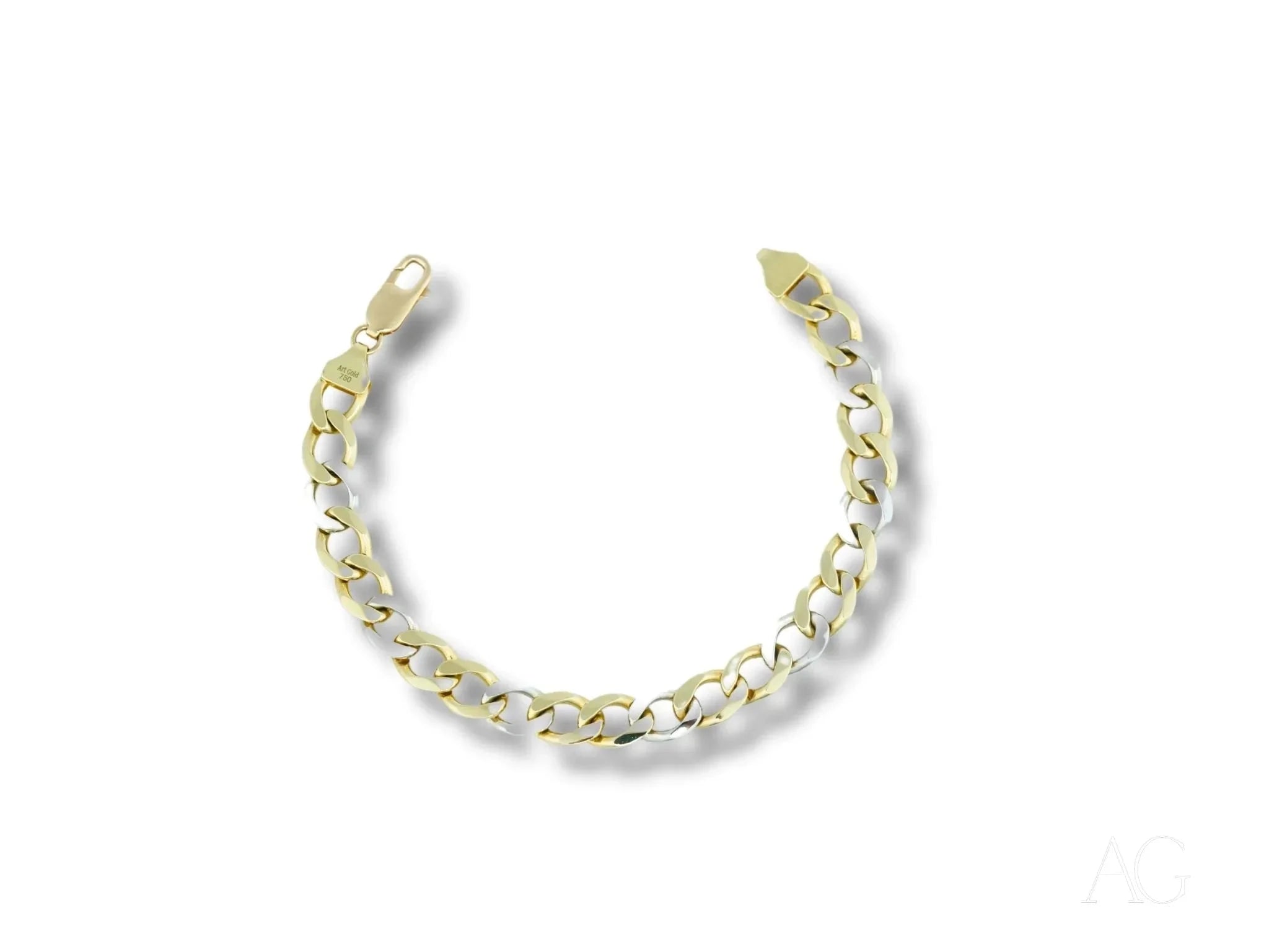 Men's 18K White Gold Flat Cuban Link Bracelet - Timeless Elegance Jewelry for Gifts, Weddings & Special Occasions