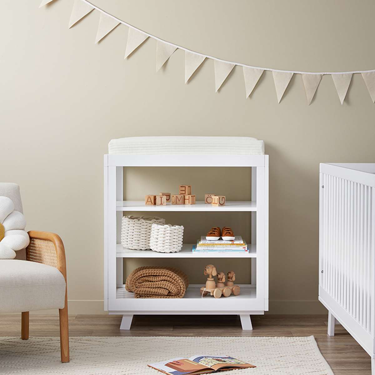 Aspen White 4-Piece Nursery Furniture Set - Crib, Dresser, Changing Table & Nightstand for Baby Room Decor