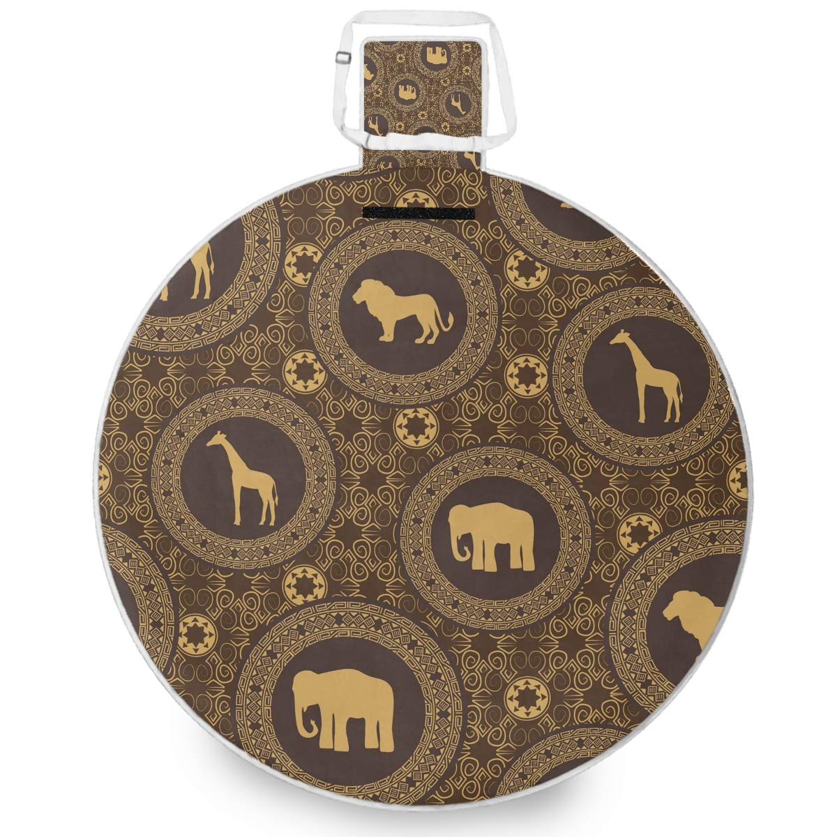 Extra Large Waterproof Picnic Blanket - 3-Layer African Style Elephant Tiger Design Beach Mat for Camping, Park & Outdoor Activities | Portable & Foldable with Carry Tote