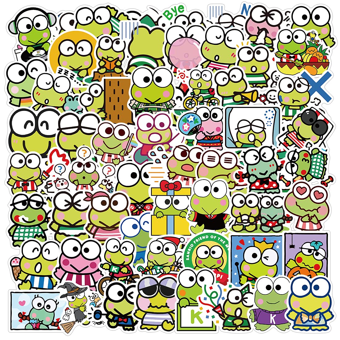 100pcs Cute Frog Cartoon Stickers - Waterproof Vinyl Decals for Skateboard, Laptop, Guitar, Water Bottle - Fun Party Decorations for Kids, Teens & Adults - Perfect for School, Office & DIY Projects