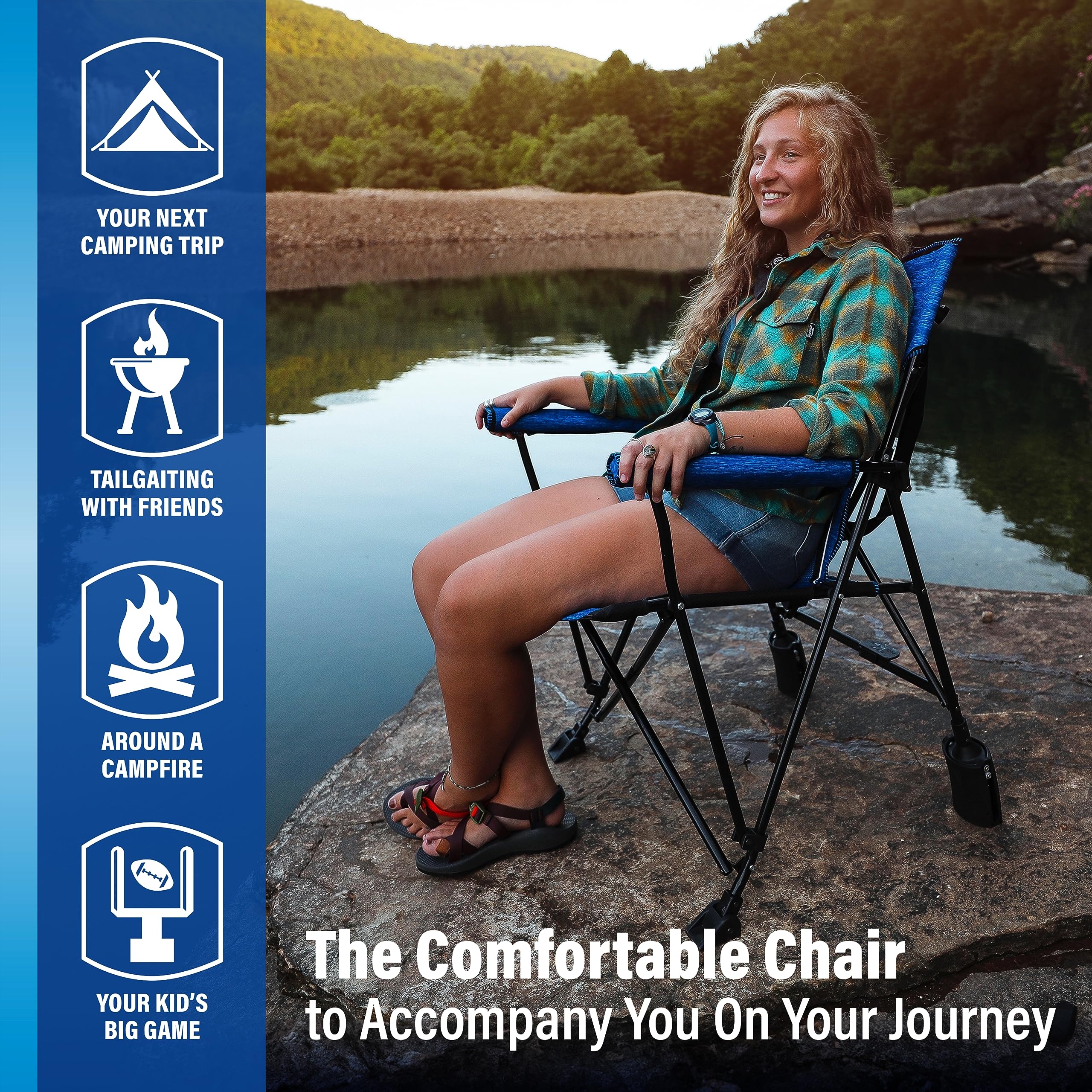 Kijaro Rok-it Rocking Camp Chair - Portable Folding Rocker Chair for Outdoor Camping, Lawn, Sports & Travel - Lightweight & Durable - Hallett Peak Gray - Perfect for Backyard, Beach, Picnics & Tailgating
