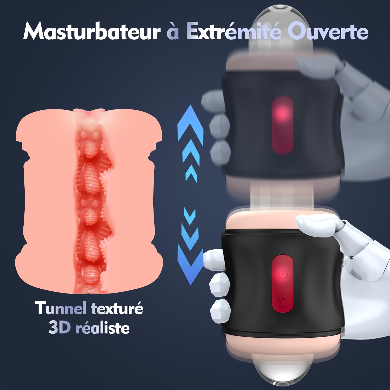 Realistic Vibrating Male Masturbator - Automatic Penis Stimulator with Open Tip & 9 Powerful Vibration Modes - Adult Sex Toys for Men - Perfect for Solo Play & Couples Intimacy