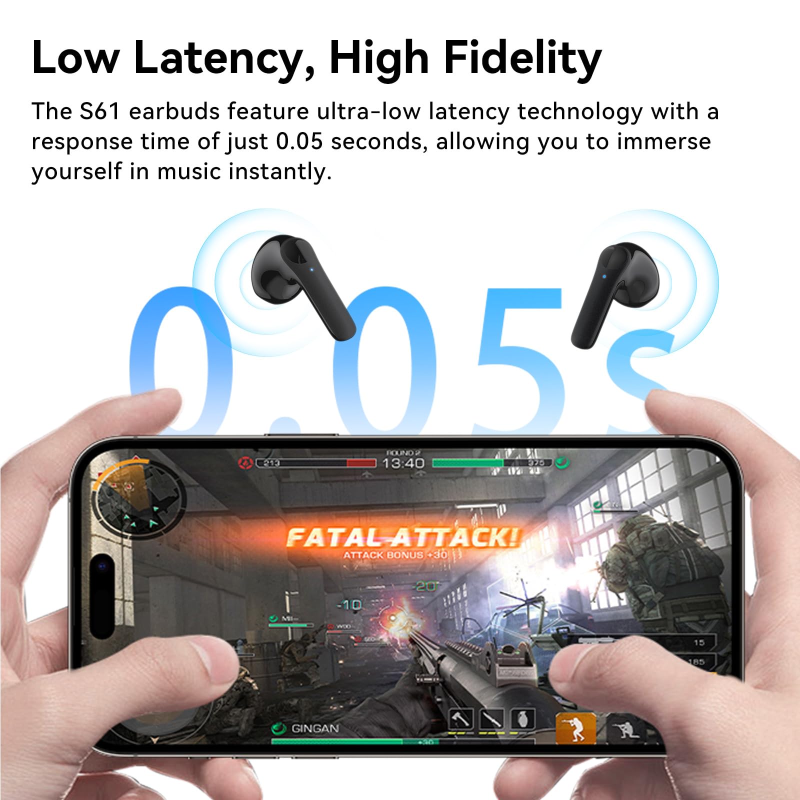 Premium Wireless Earbuds with HiFi Stereo Sound, Active Noise Cancelling & Built-in Mic | Touch Control, Fast Type-C Charging, IPX7 Waterproof Bluetooth Earphones | LED Power Display | Perfect for Gym, Running, Workouts & Office Use