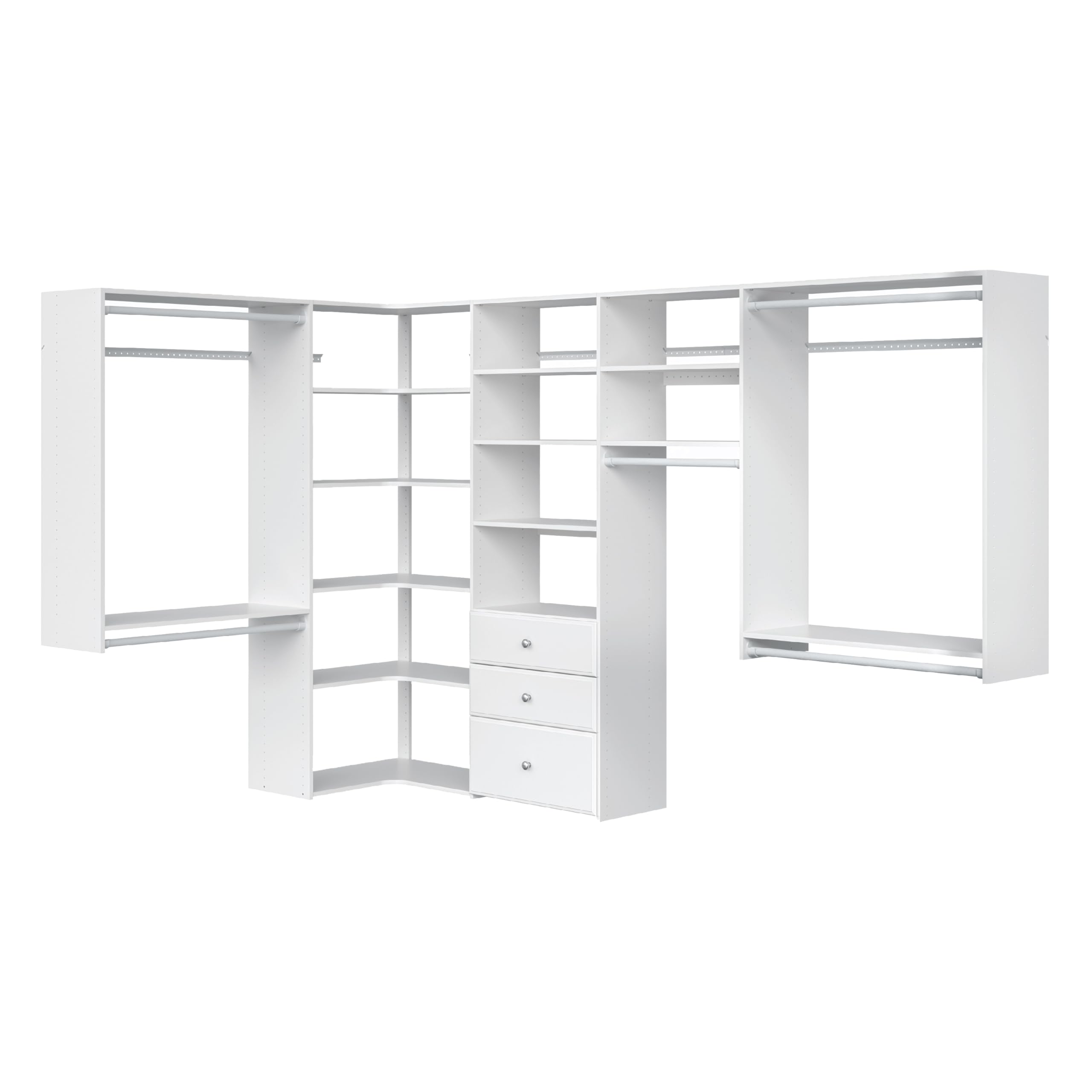 Easy Track Ultimate Corner Wood Kit Closet Organizer - White | Space-Saving Storage Solution for Bedrooms, Walk-In Closets & Home Organization