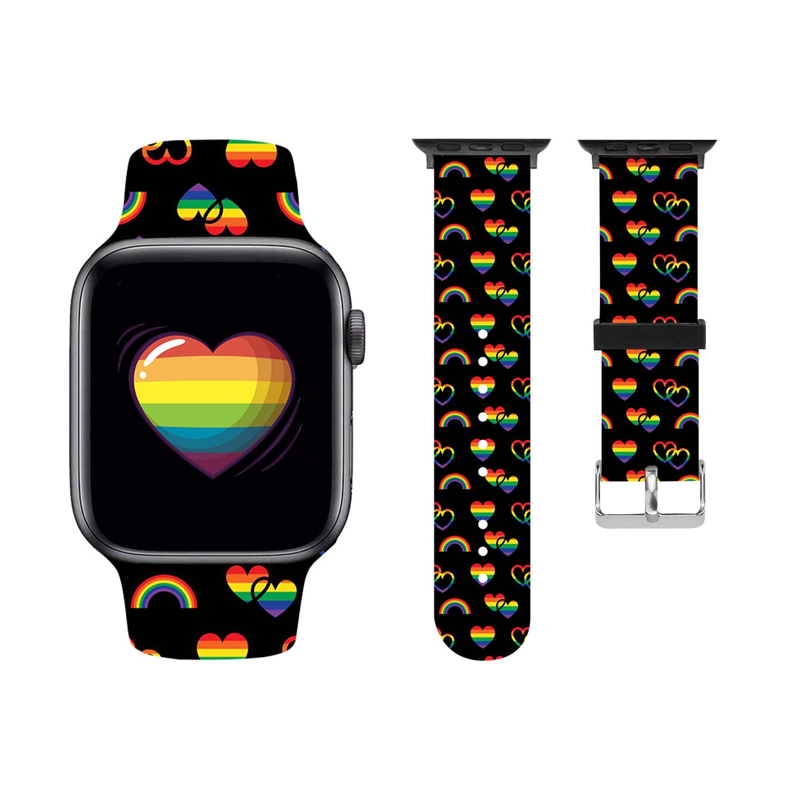 Soft Silicone Replacement Watch Bands Compatible with Apple Watch Series 1-7 (38mm/40mm/41mm/42mm/44mm/45mm) - Adjustable Sport Wrist Strap for Women & Men - Perfect for Workouts, Running & Everyday Wear