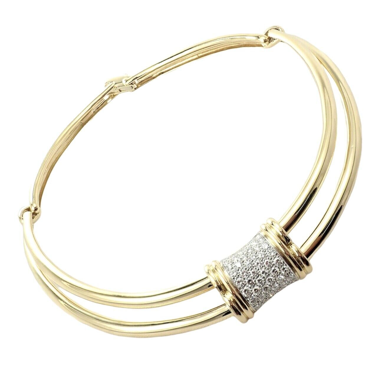 Authentic Tiffany & Co 18k Yellow Gold 2 Carat Diamond Collar Necklace 15