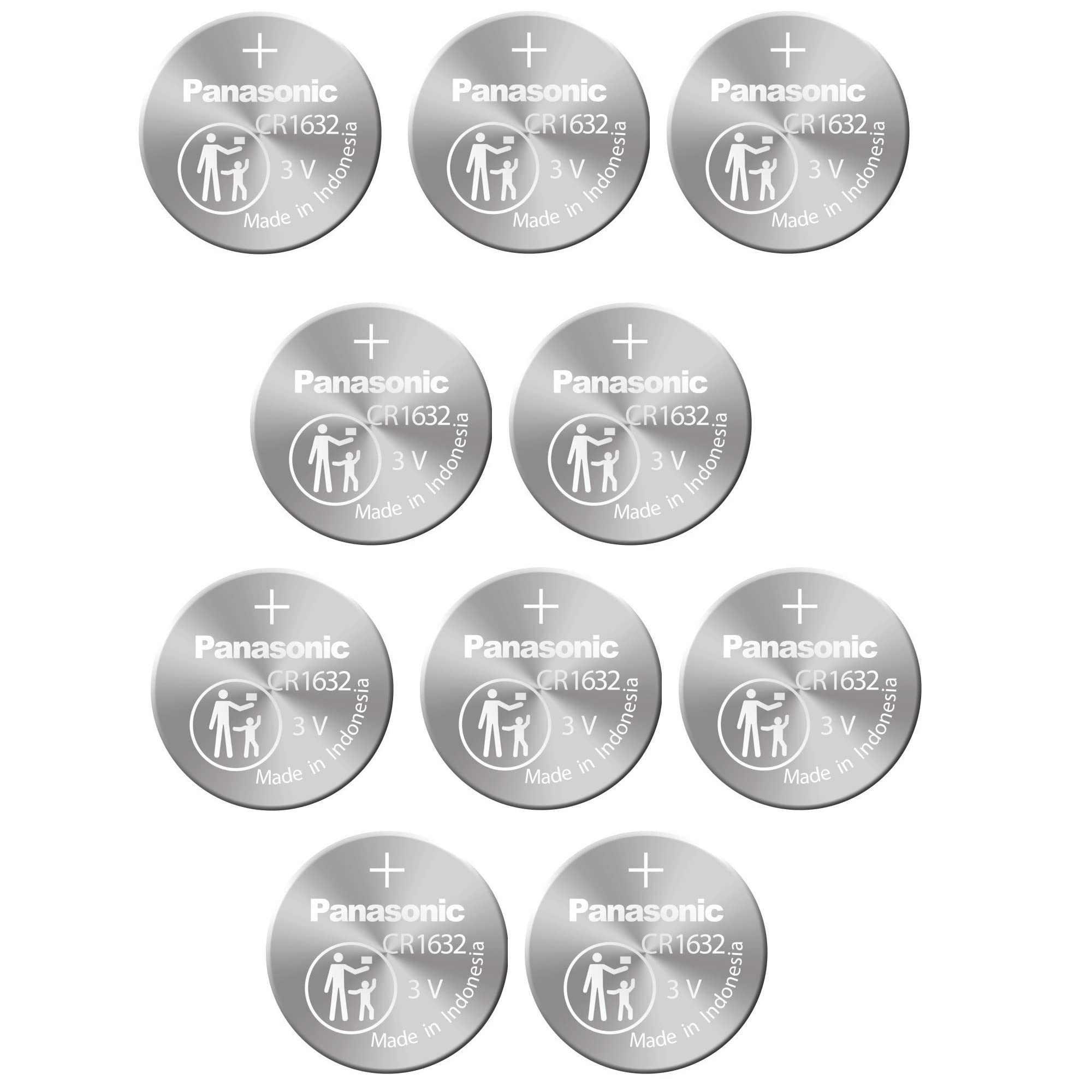 Panasonic CR1632 3V Lithium Coin Battery - 10 Pack | Long-Lasting Power for Watches, Calculators, Car Key Fobs & Medical Devices