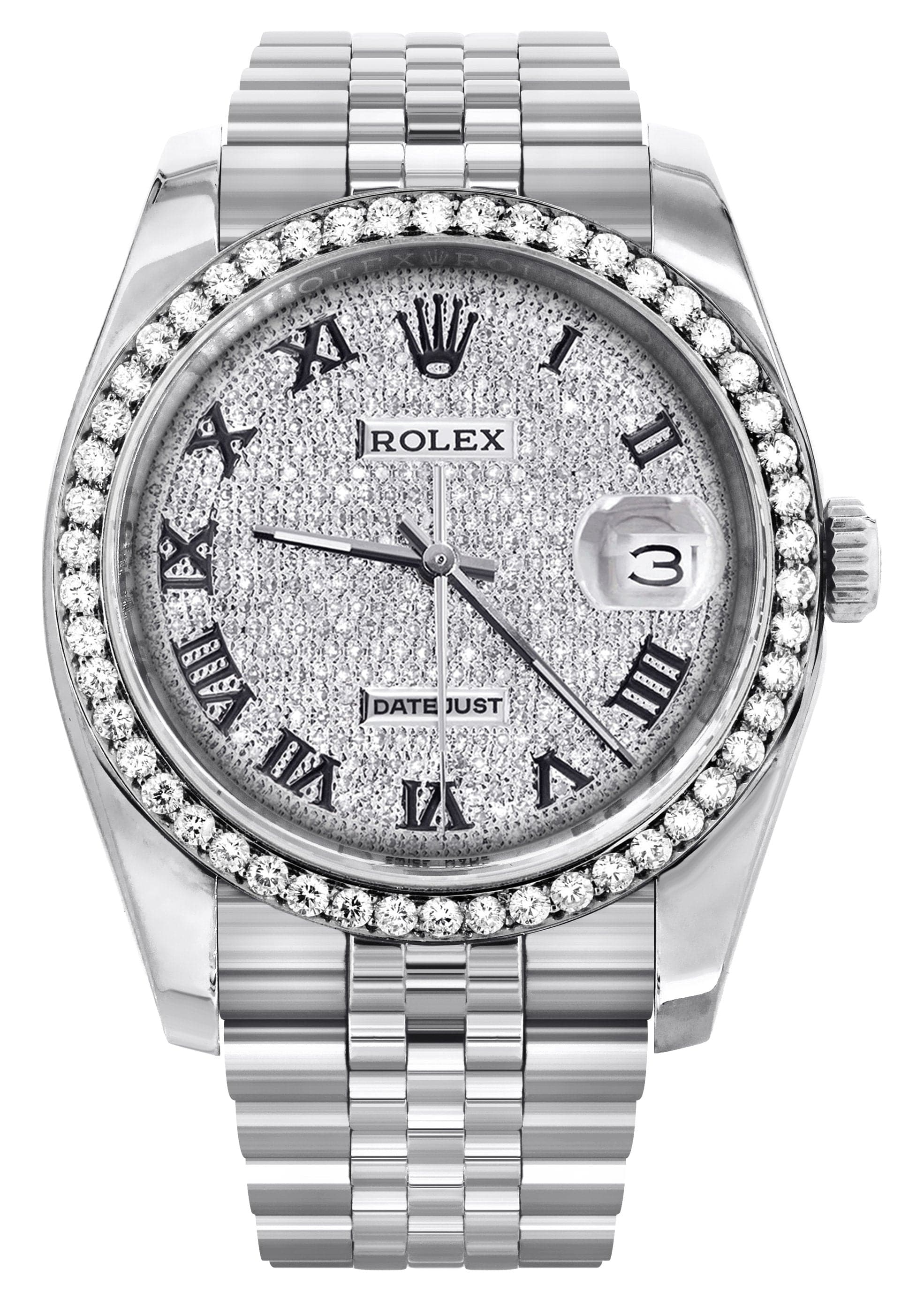Luxury Diamond Rolex Datejust 36MM Watch - Hidden Clasp, Full Diamond Roman Dial, Jubilee Band - Perfect for Business Meetings & Special Occasions