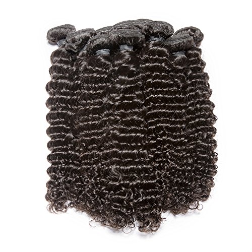 8A Grade Peruvian Virgin Remy Human Hair Bundles - 3-Piece Deep Wave Curly Weave (300g, Natural Color 26