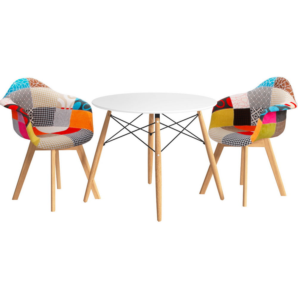Artiss 90cm Dining Table and 2 Chairs Set - Modern Kitchen Furniture for Small Spaces, Perfect for Breakfast Nook, Apartment Dining, or Cozy Kitchen Corner