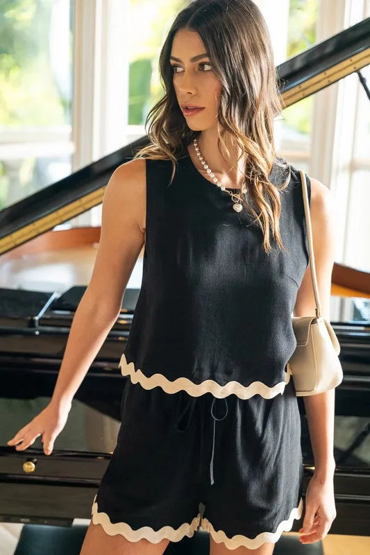 Stylish Black Lace Top and Shorts Set for Women - Trendy Summer Outfit for Beach, Party & Casual Wear
