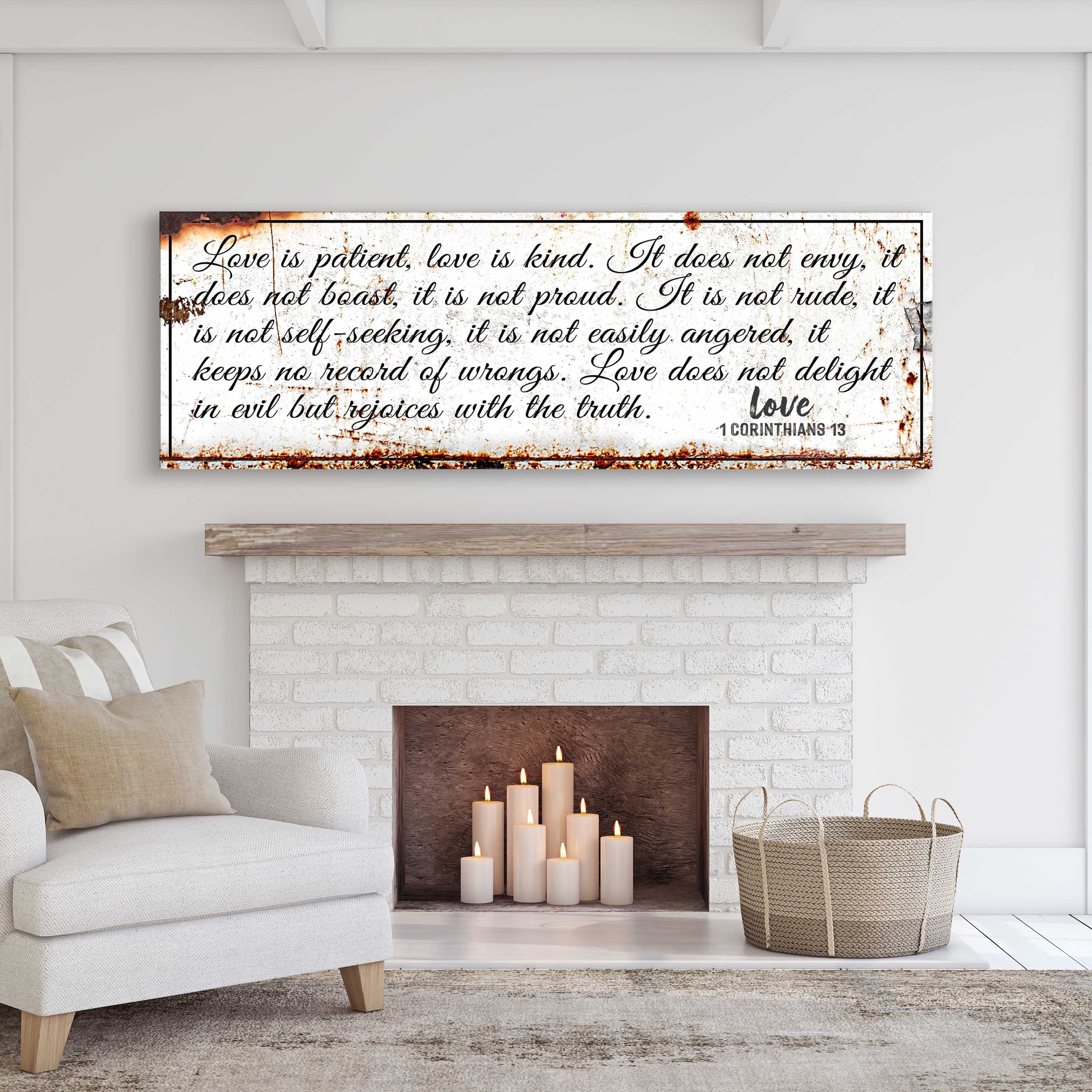 1 Corinthians 13 Love Is Patient Rustic Wood Sign - Bible Verse Wall Decor for Home, Farmhouse, Church - Perfect for Wedding, Anniversary & Christian Gifts