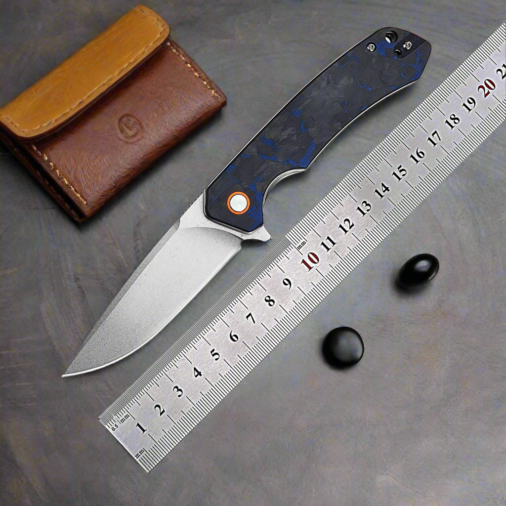 Premium D2 Steel EDC Pocket Knife - Tactical Folding Knife with G10 Handle & Leather Sheath | Outdoor Survival, Camping, Hunting, Everyday Carry