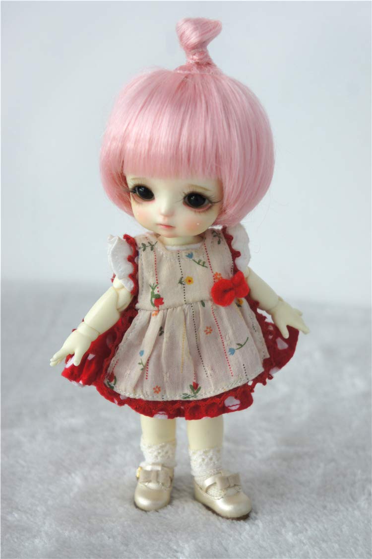 5-6inch BJD Doll Wigs - Yellow Mohair for 1/8 Lati Dolls (Pink) - Perfect for Doll Makeovers