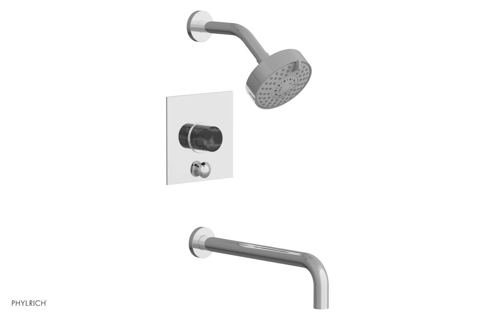BASIC II 12 Pressure Balance Tub and Shower Set - Black Marble Finish (230S 28 12) | Perfect for Modern Bathroom Renovations & Spa-Like Showers