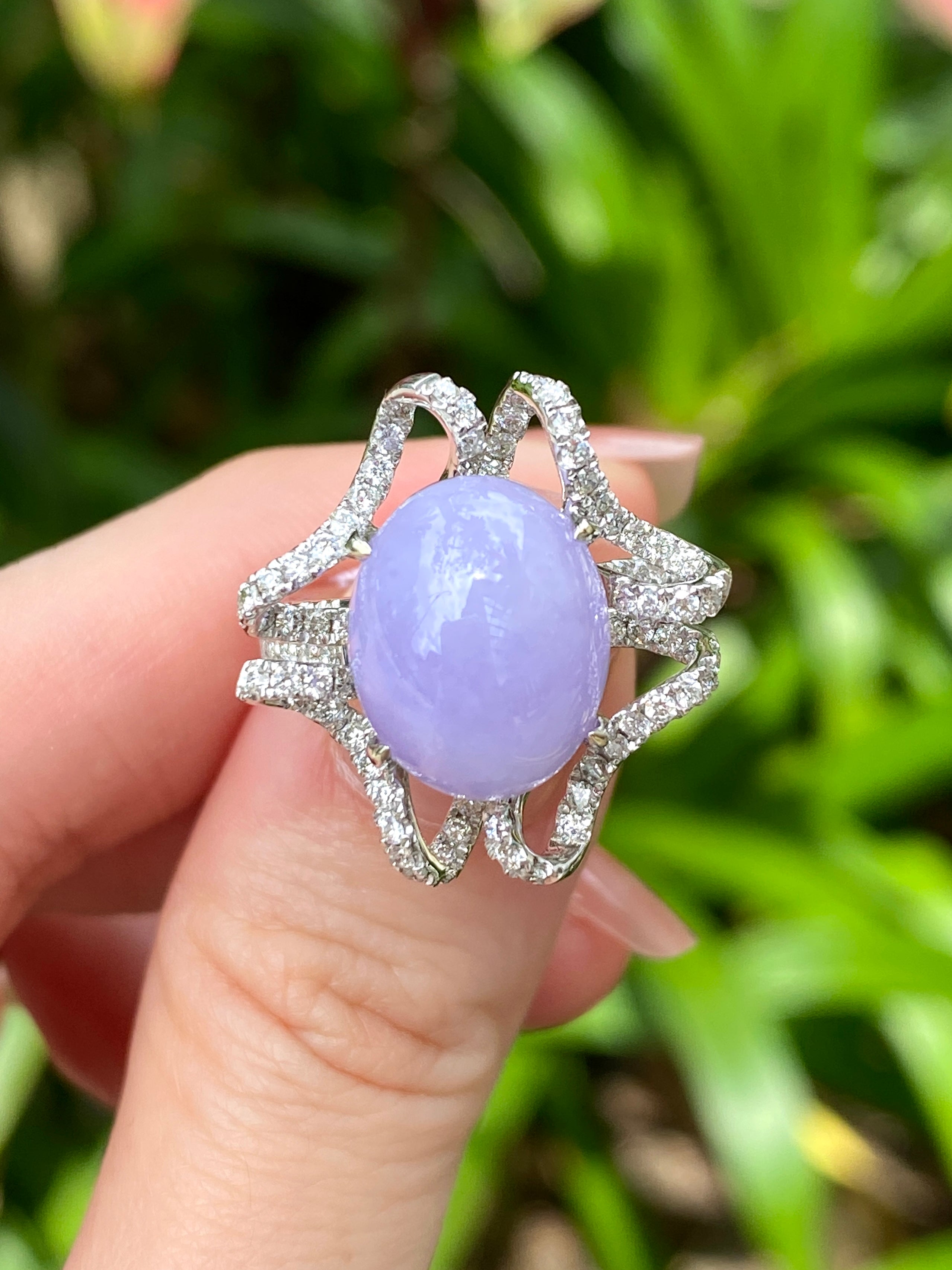 Natural Type A Lavender Jadeite Ring - Genuine Purple Jade Stone Jewelry for Women, Elegant Handmade Sterling Silver Ring, Perfect for Meditation, Healing & Spiritual Gifts