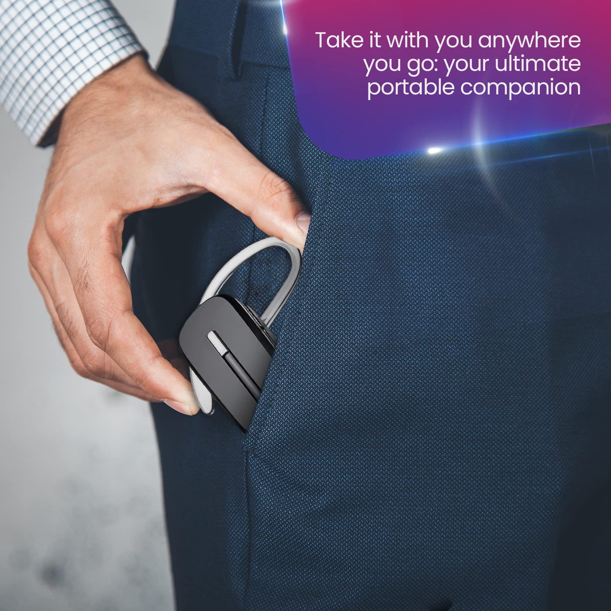 Plantronics CS540 Wireless DECT Headset with Noise Canceling - Compatible with ShoreTel & VoIP Phones - Black Office Headset for Call Centers & Remote Work