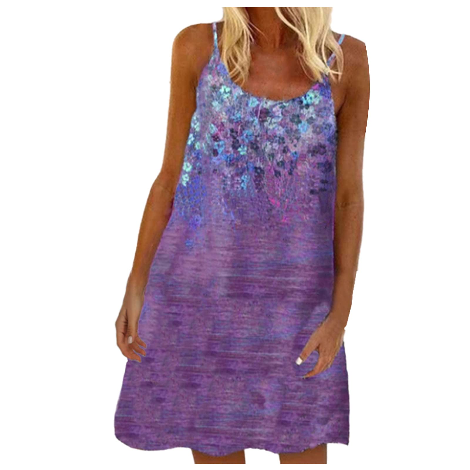 Women's Casual Summer Dress - Loose Sleeveless Printed Sling Dress for Beach, Vacation & Outdoor Activities | Flowy Comfortable Dress for Women