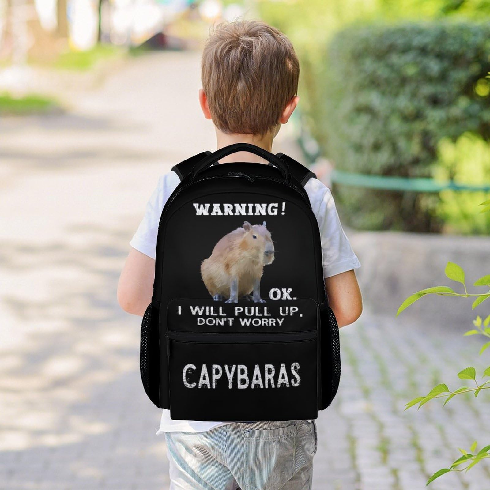 16 Inch Kids Backpack for School - Durable Black Bookbag for Boys & Girls - Funny Middle School Backpack for Daily Use, Travel & Outdoor Activities
