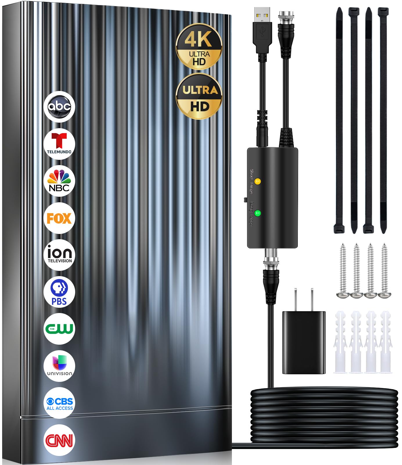 2024 Best Digital HD TV Antenna for Smart TV 4K - Outdoor Over-the-Air HDTV Antenna with Amplifier, Signal Booster & 52FT Coax Cable/AC Adapter - Perfect for Cord-Cutting, Home Theater & Local Channel Reception