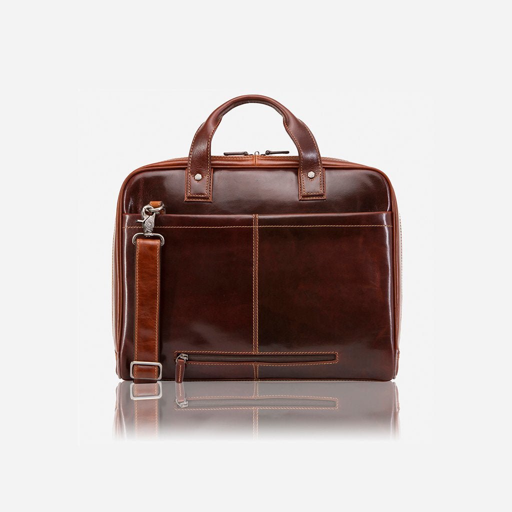 Jekyll & Hide Oxford Large Multi Compartment Briefcase for Men - Professional Leather Laptop Bag with Multiple Pockets - Perfect for Business Travel, Office Work & Daily Commute (Tobacco Brown)