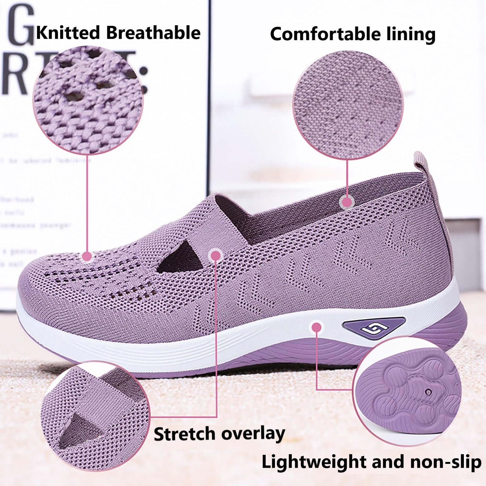 **Women's Orthopedic Sneakers - Breathable Woven Walking Shoes with Arch Support & Air Cushion Foam Sole for Hiking, Comfort & Pain Relief - Perfect for Daily Wear, Travel & Outdoor Activities**