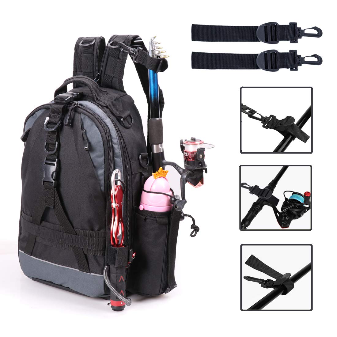 **Fishing Backpack with Rod Holder & Tackle Box Storage - Waterproof & Durable Outdoor Gear for Anglers - Perfect for Camping, Hiking & Fishing Trips**