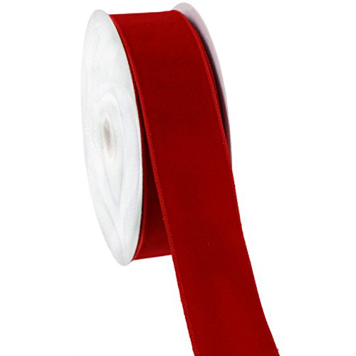 Red Velvet Ribbon for Floral Home Decor - 50 Yards Wired Holiday Ribbon for Gift Wrapping, Christmas Tree, and DIY Crafts